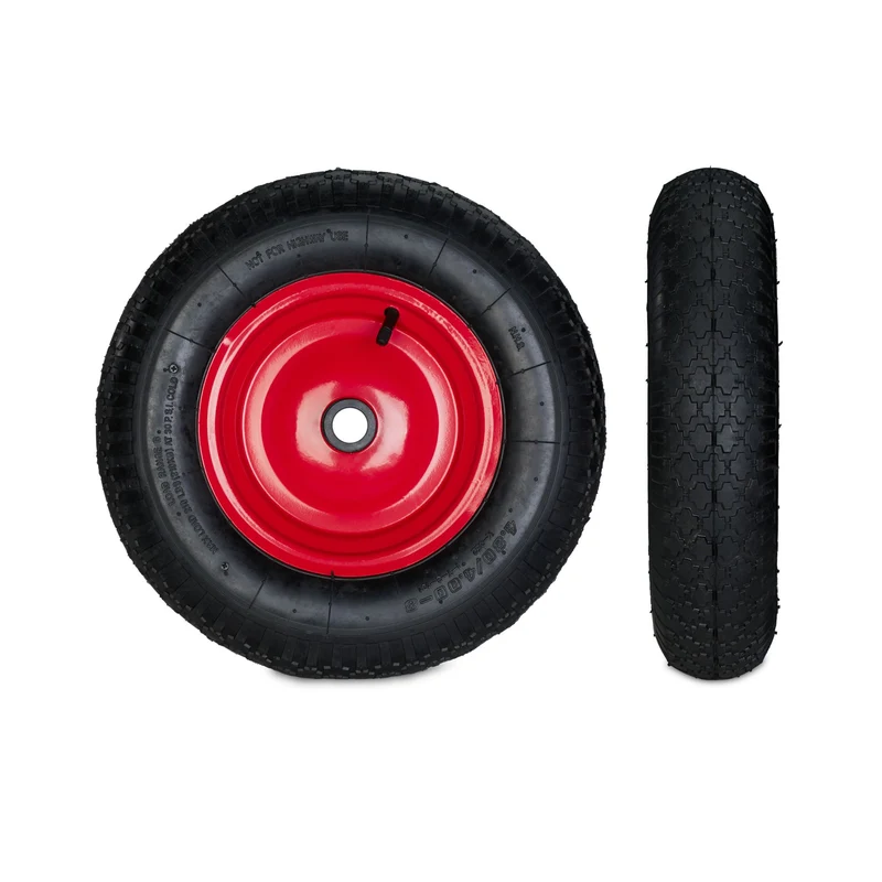 Roue de brouette caoutchouc 39 x 9 cm avec jante en acier solide transport aisée en jardin en caoutchouc noir 13_0007844