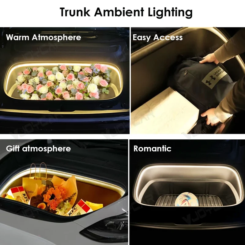 Bande LED Éclairage Ambiance Coffre Tesla Model 3 Model Y Juniper