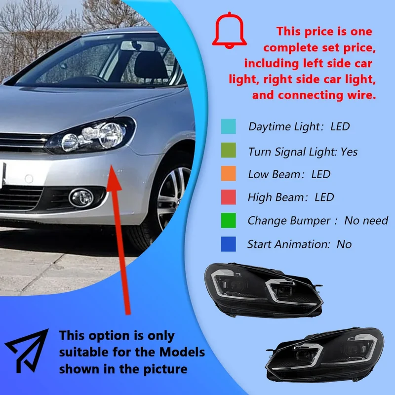 Phares LED Volkswagen Golf 6 MK6 2010-2012 Style Golf 7.5