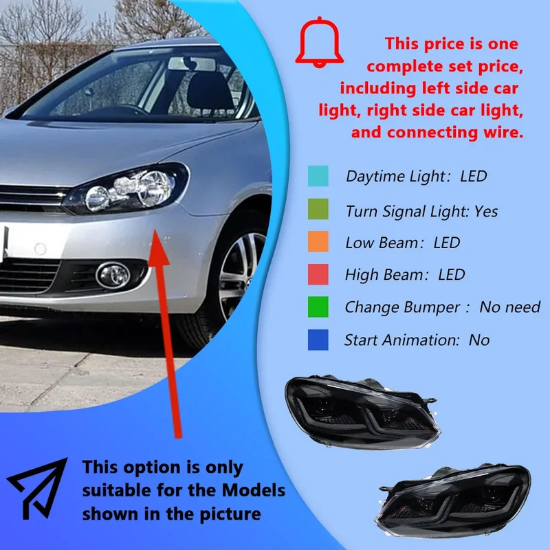 Phares LED Volkswagen Golf 6 MK6 2010-2012 Style Golf 7.5