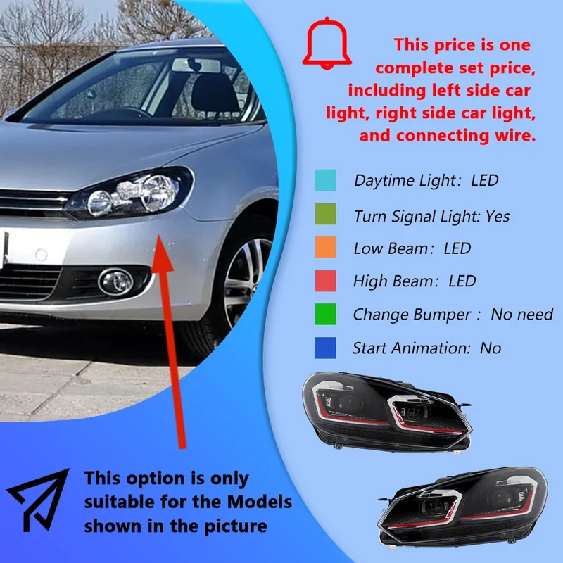 Phares LED Volkswagen Golf 6 MK6 2010-2012 Style Golf 7.5
