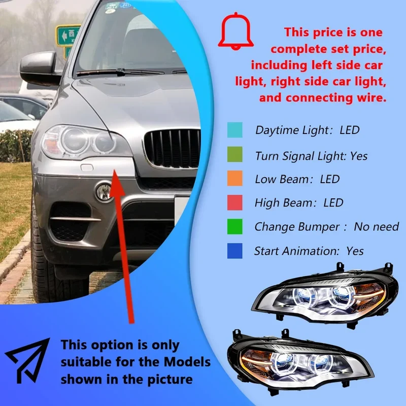 Phares LED BMW X5 E70 30i 35i 40i 2007-2013 Projecteur