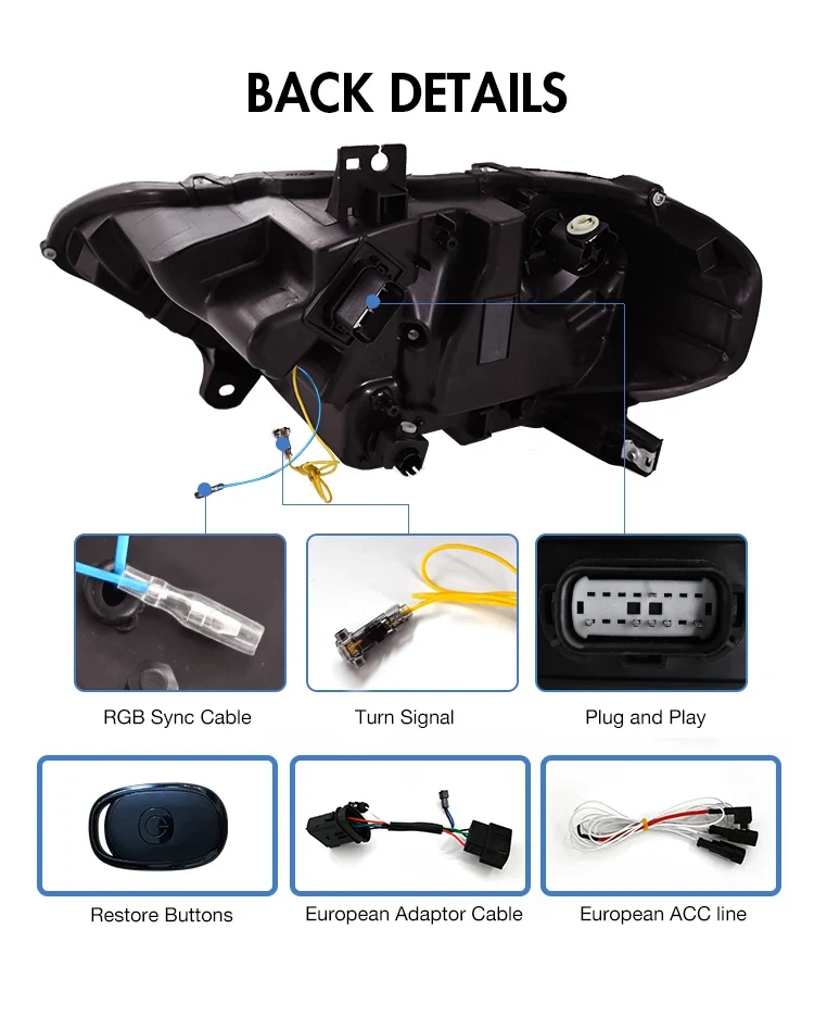 Phares LED Ford Mustang 2018-2022 RGB Contrôle