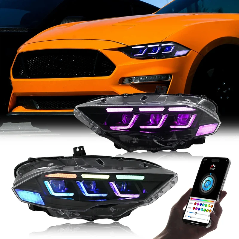 Phares LED Ford Mustang 2018-2022 RGB Contrôle