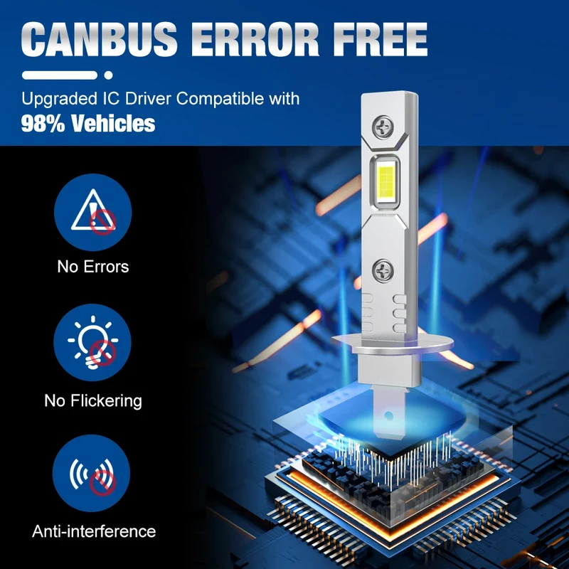 Ampoule LED H1 H3 H7 Universelle 60W Phare Voiture