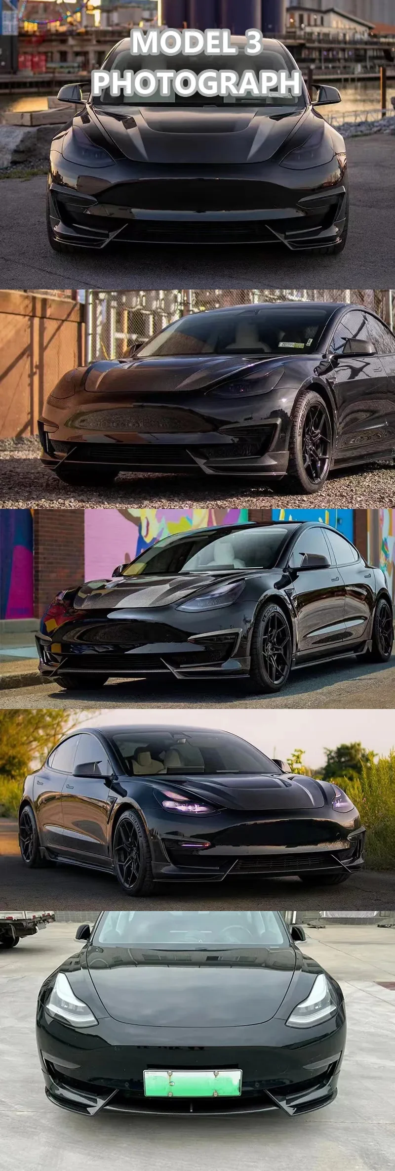 Lame Avant Tesla Model 3 Model Y 2016-2024 Look Carbone