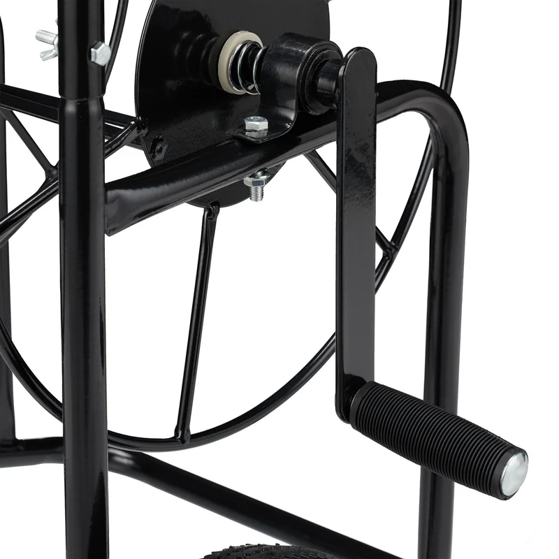 Chariot mobile enrouleur de tuyau jardin pratique 50 x 50 x 80 cm en métal noir 13_0008151