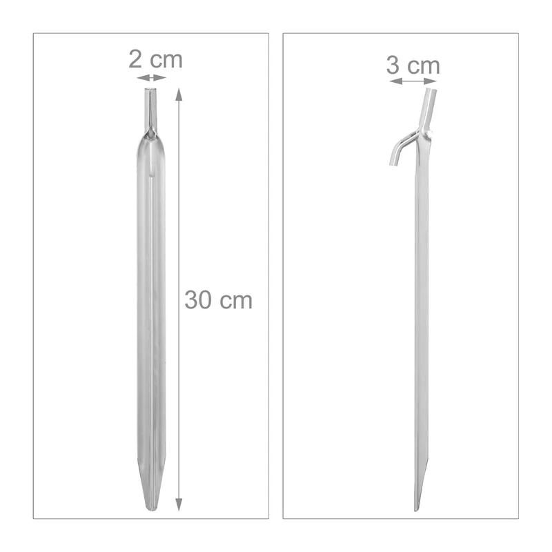 Lot de 12 piquets de fixation jardin sol dur 30 x 2 x 3 cm en acier galvanisé argenté 13_0008255