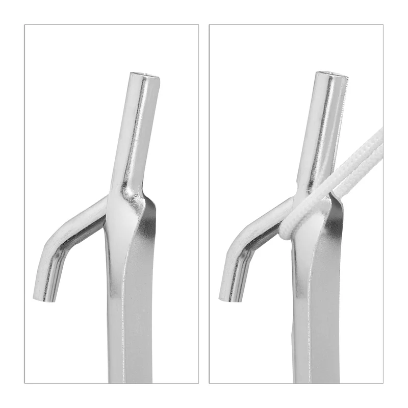 Lot de 12 piquets de fixation jardin sol dur 30 x 2 x 3 cm en acier galvanisé argenté 13_0008255