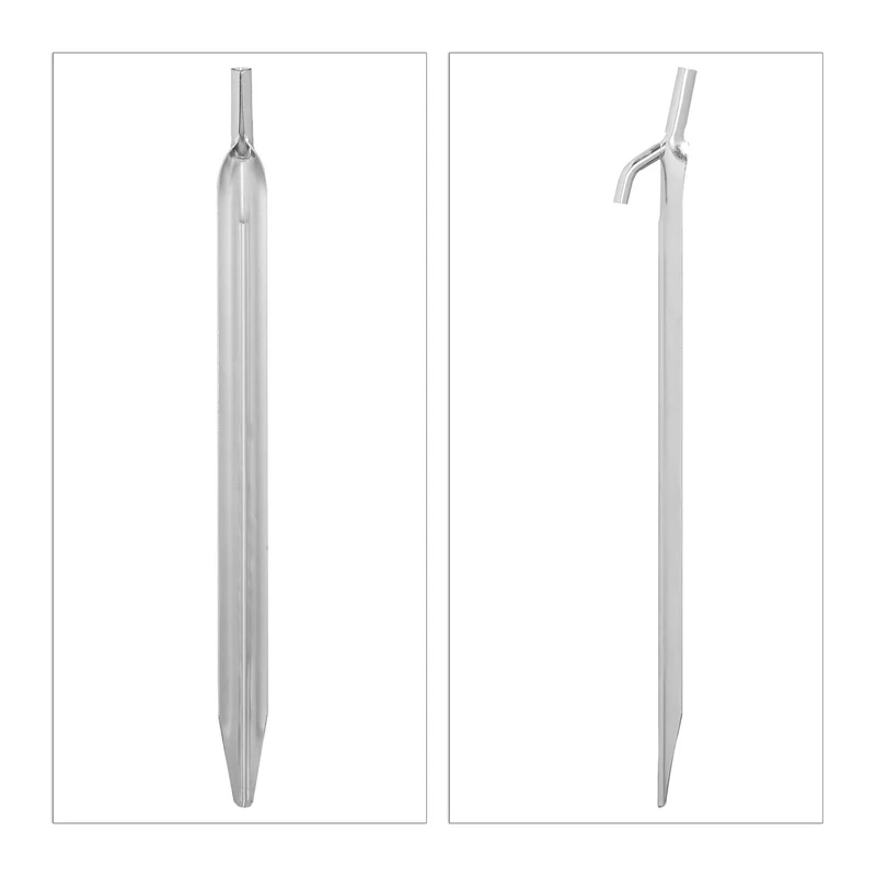 Lot de 12 piquets de fixation jardin sol dur 30 x 2 x 3 cm en acier galvanisé argenté 13_0008255