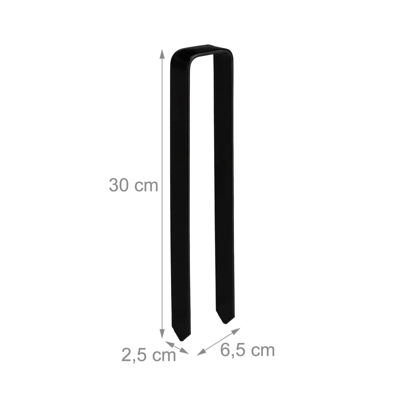 Lot de 4 sardines de fixation robustes pour rosières jardin 30 x 6,5 x 2,5 cm en acier noir 13_0008263