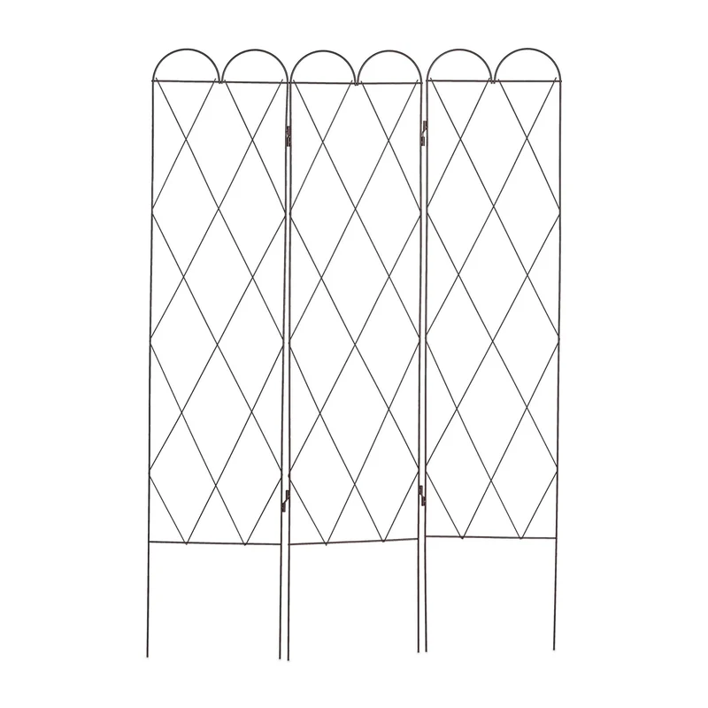 Lot de 3 tuteurs en métal décoratifs pour plantes grimpantes jardin 160 x 40 x 40 cm en acier rouillé 13_0010575