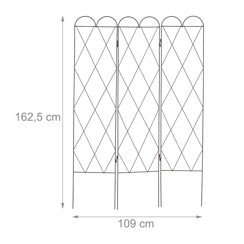 Lot de 3 tuteurs en métal décoratifs pour plantes grimpantes jardin 160 x 40 x 40 cm en acier rouillé 13_0010575