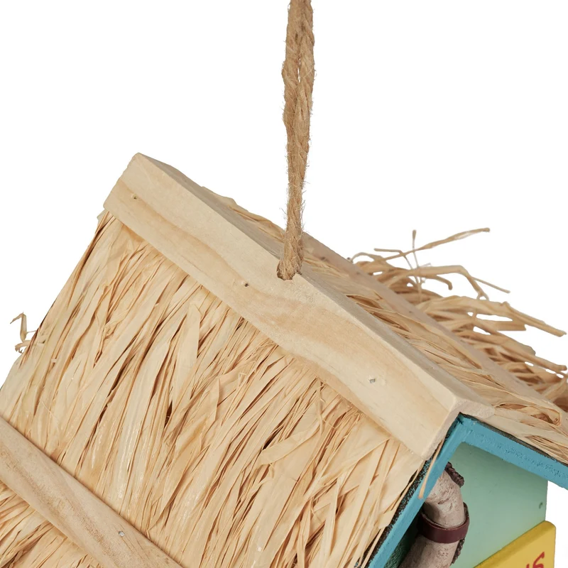 Cabane à oiseaux décorative en bois maritime jardin balcon terrasse 20 x 15 x 10 cm avec design détaillé en bois naturel 13_0012561