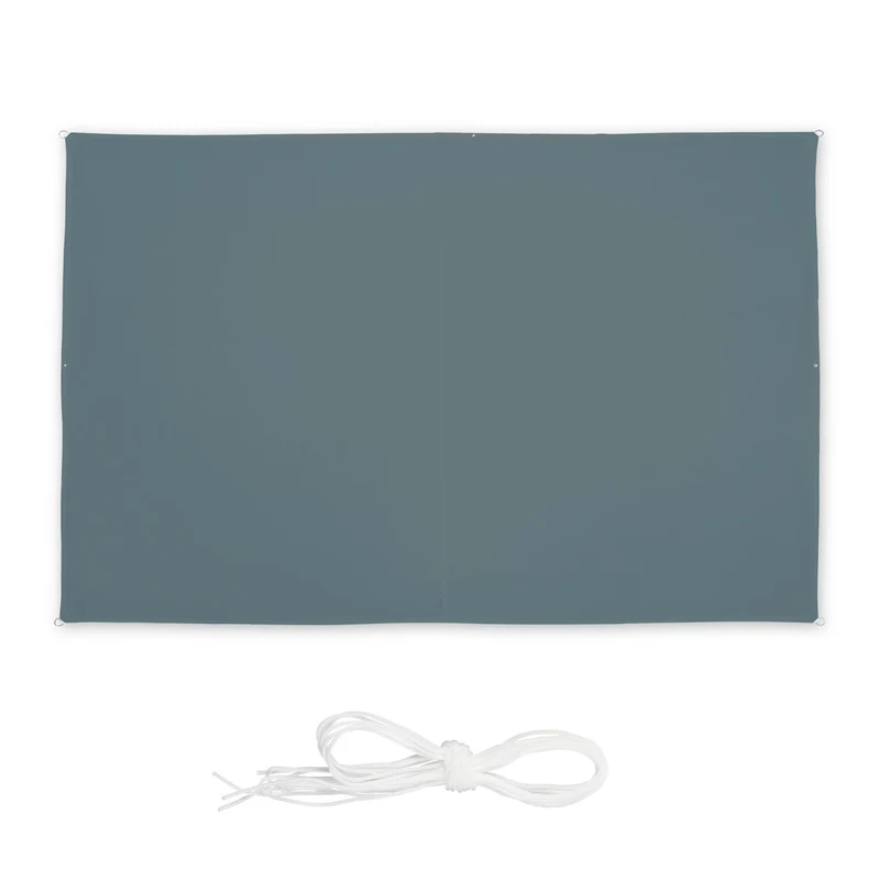 Voile d'ombrage rectangulaire sur terrasse 200 x 300 cm anti UV résistant aux intempéries en polyester gris 13_0010655