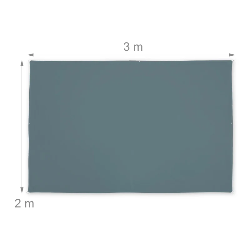 Voile d'ombrage rectangulaire sur terrasse 200 x 300 cm anti UV résistant aux intempéries en polyester gris 13_0010655
