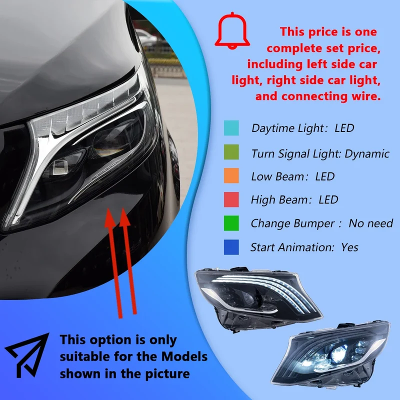 Phares LED Mercedes Vito W447 Classe V 2016-2023