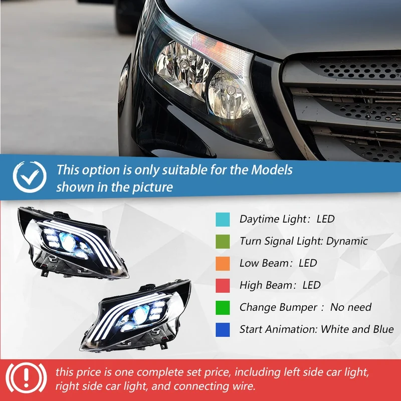 Phares LED Mercedes Vito W447 Classe V 2016-2023
