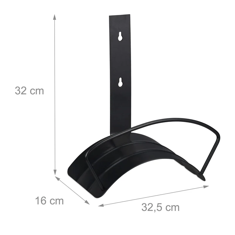 Support tuyau d'arrosage mural rond rangement peu encombrant jardin garage 20 x 20 x 10 cm en acier noir 13_0009338