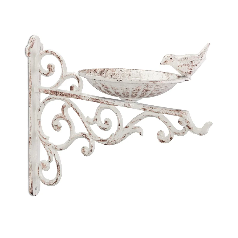 Abreuvoir mural vintage pour jardin terrasse 24 x 28 x 14 cm en fonte de fer gris 13_0009189
