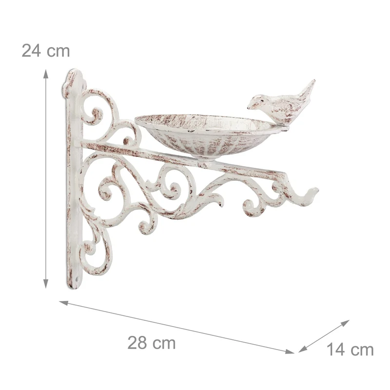 Abreuvoir mural vintage pour jardin terrasse 24 x 28 x 14 cm en fonte de fer gris 13_0009189