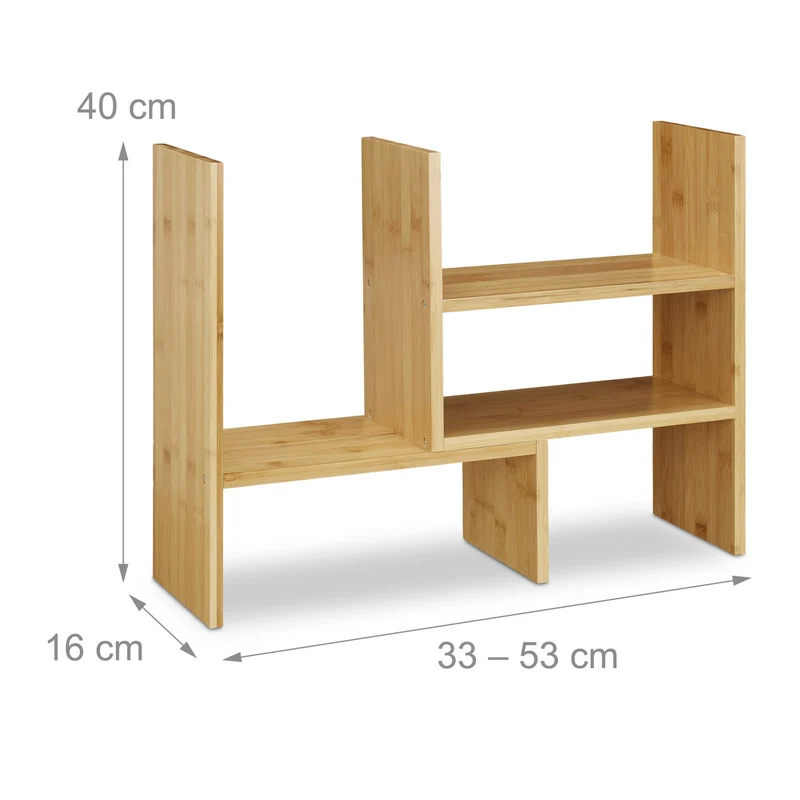 Etagère de table flexible pour bureau réglable 60 x 30 x 30 cm en bambou naturel 13_0009614
