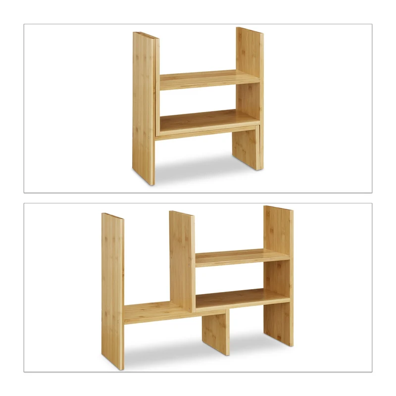 Etagère de table flexible pour bureau réglable 60 x 30 x 30 cm en bambou naturel 13_0009614