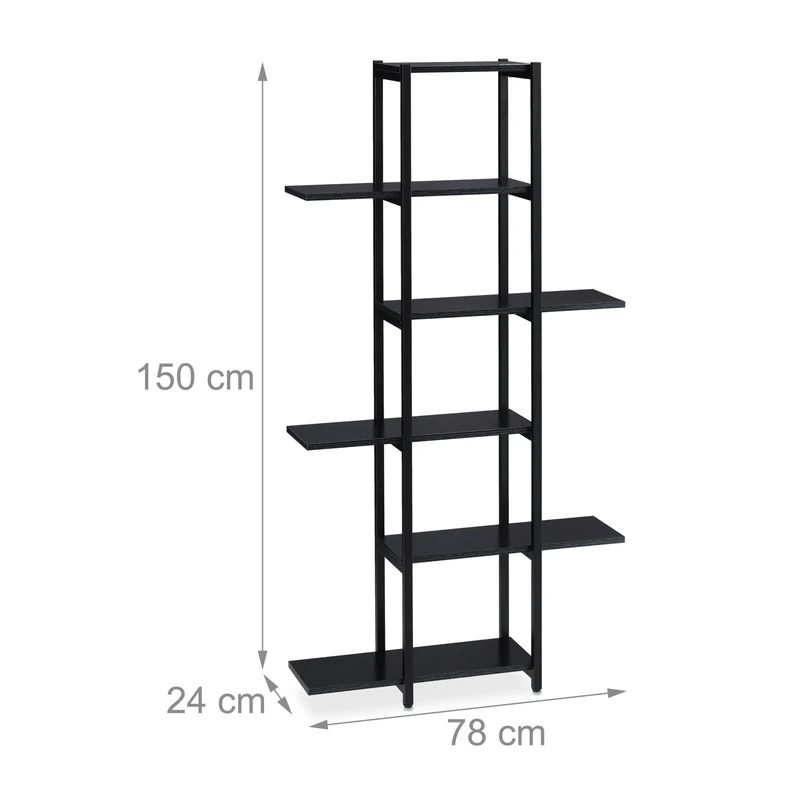 Étagère à plantes avec 6 niveaux pour salon ou véranda 150 x 78 x 24 cm en métal noir 13_0010981