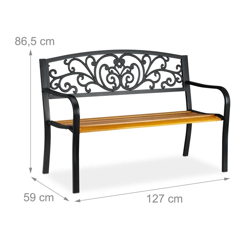 Banc de jardin rustique 120 x 60 x 80 cm avec assise ergonomique finition antique en bois marron 13_0009275