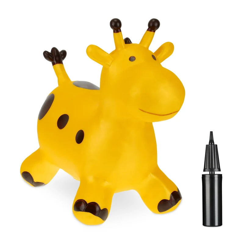Animal sauteur girafe ludique intérieur extérieur 60 x 30 cm améliore équilibre et coordination en PVC jaune 13_0012460