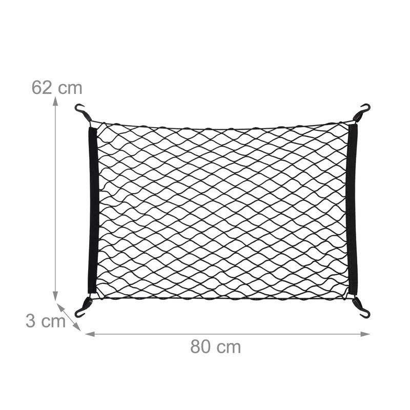 Filet de voiture coffre universel sécurité charge flexible 100 x 60 cm en polyester noir 13_0009311
