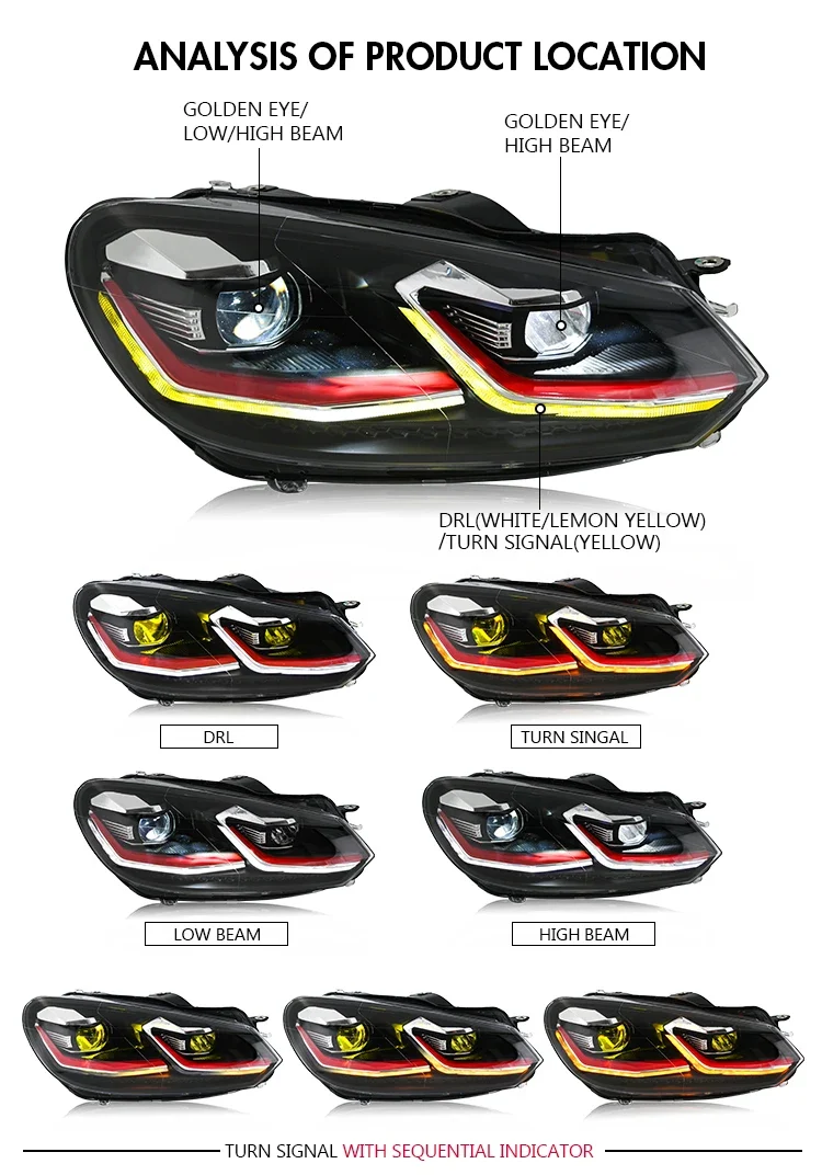 Phares LED Volkswagen Golf 6 MK6 2008-2012 R-Line