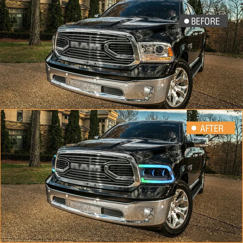 Phares LED RGB Dodge Ram 1500 2500 3500 2009-2018 Tuning
