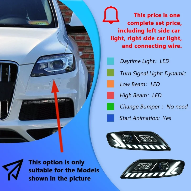 Phares LED Audi Q7 2006-2015 Projecteur Dynamique HD
