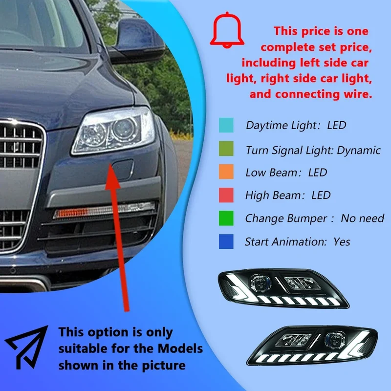 Phares LED Audi Q7 2006-2015 Projecteur Dynamique HD