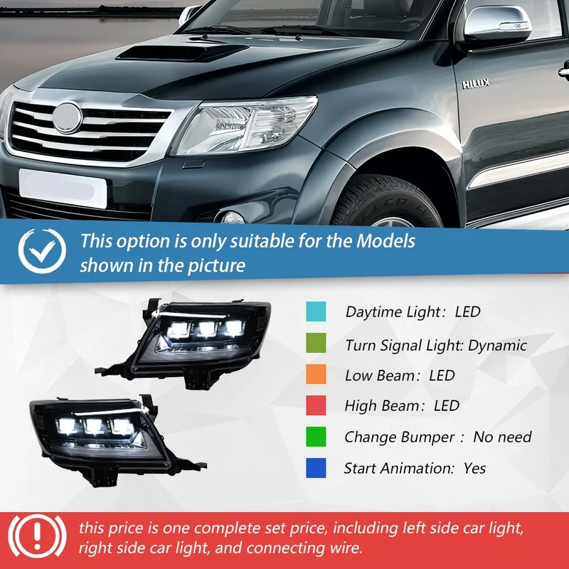 Phares LED Toyota Hilux Revo Vigo 2012-2014 Projecteur