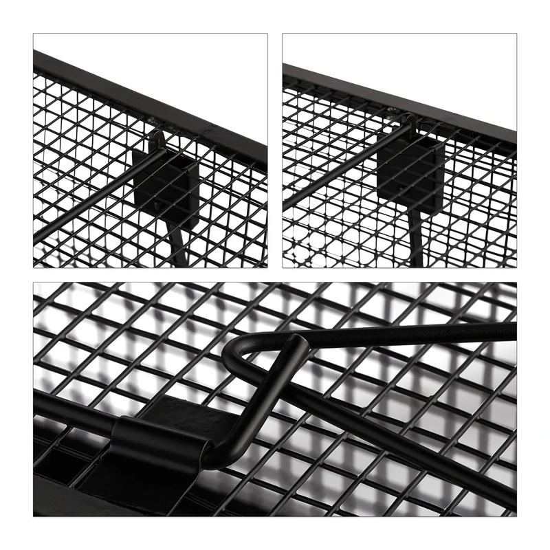 Piège en cage anti-souris réutilisable 11 x 39 x 12,5 cm pour capture rapide style moderne en fer noir 13_0007485