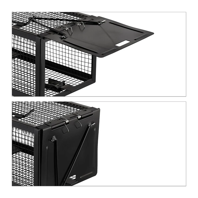 Piège en cage anti-souris réutilisable 11 x 39 x 12,5 cm pour capture rapide style moderne en fer noir 13_0007485