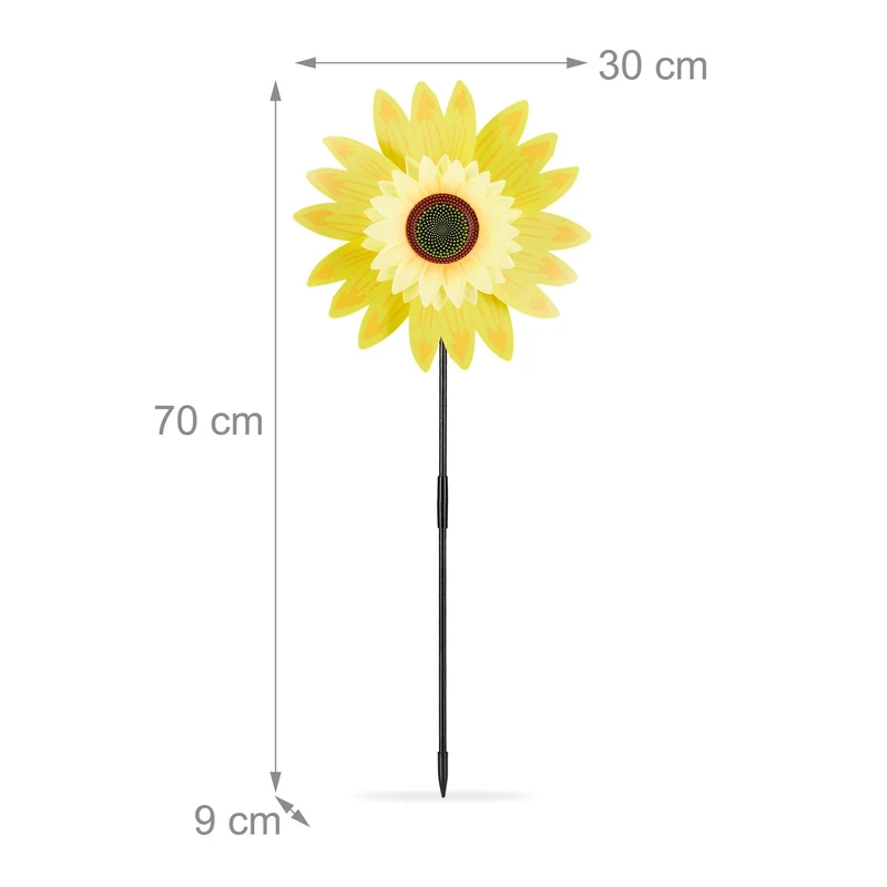Moulin à vent décoratif design terrasse jardin 70 x 30 x 9 cm en plastique jaune 13_0008062