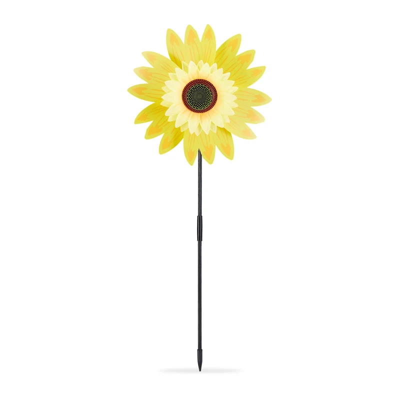 Moulin à vent décoratif design terrasse jardin 70 x 30 x 9 cm en plastique jaune 13_0008062