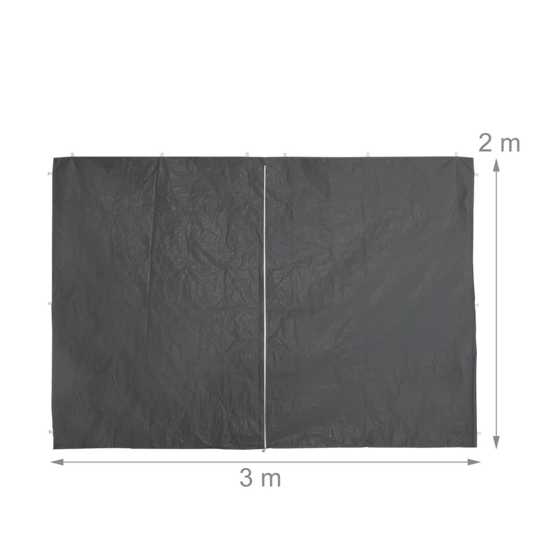 Lot de 4 parois latérales pour pavillon de jardin 300 x 200 cm 3 côtés avec fenêtres entrée avec fermeture éclair en plastique gris 13_0010658