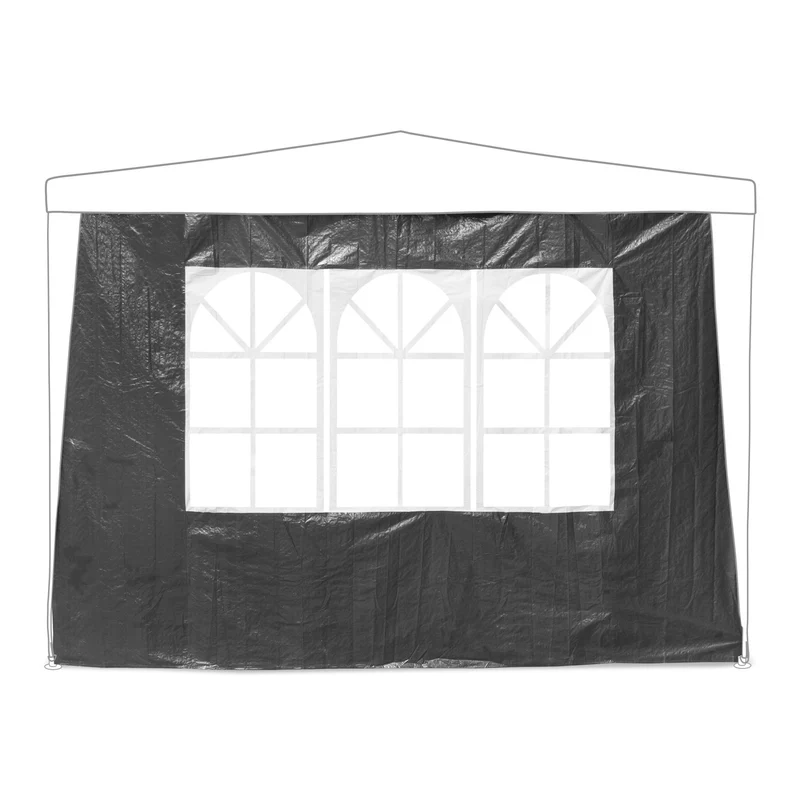 Lot de 4 parois latérales pour pavillon de jardin 300 x 200 cm 3 côtés avec fenêtres entrée avec fermeture éclair en plastique gris 13_0010658