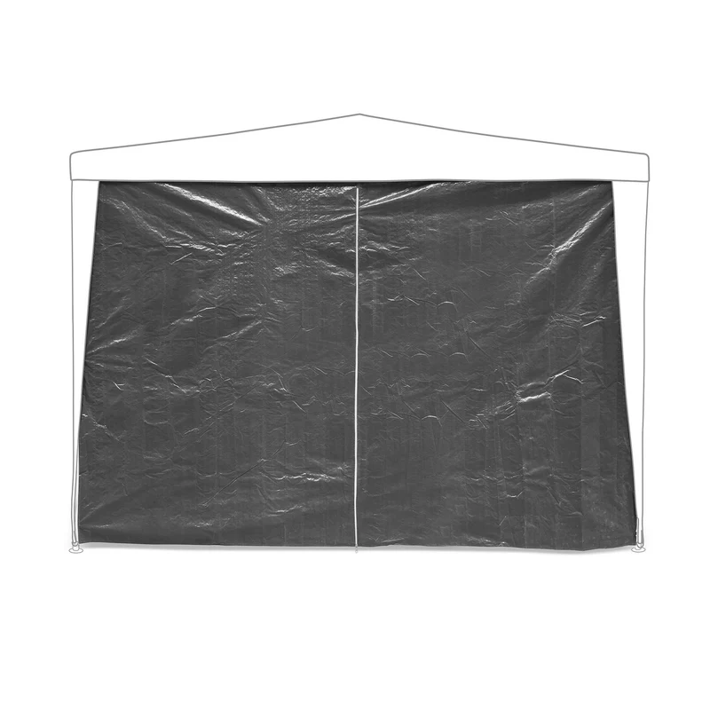 Lot de 4 parois latérales pour pavillon de jardin 300 x 200 cm 3 côtés avec fenêtres entrée avec fermeture éclair en plastique gris 13_0010658