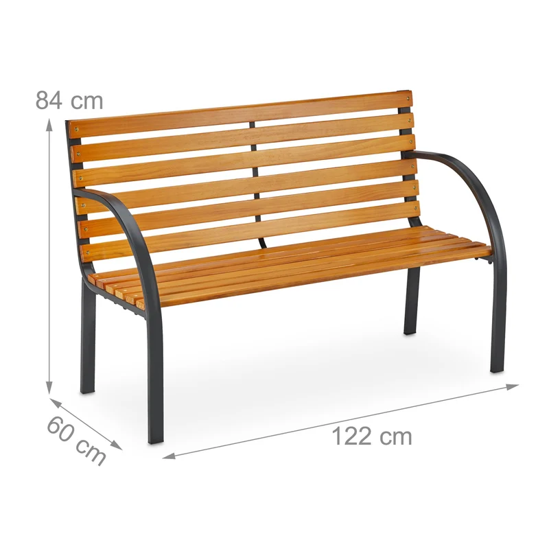 Banc de jardin 2 places confortable terrasse balcon 120 x 45 x 40 cm en bois dur marron 13_0010456