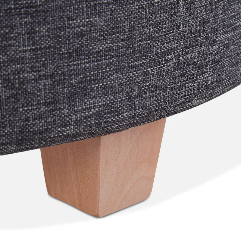 Pouf de rangement rond assise confortable 41 x 44 cm usage salon couloir en tissu gris 13_0009823