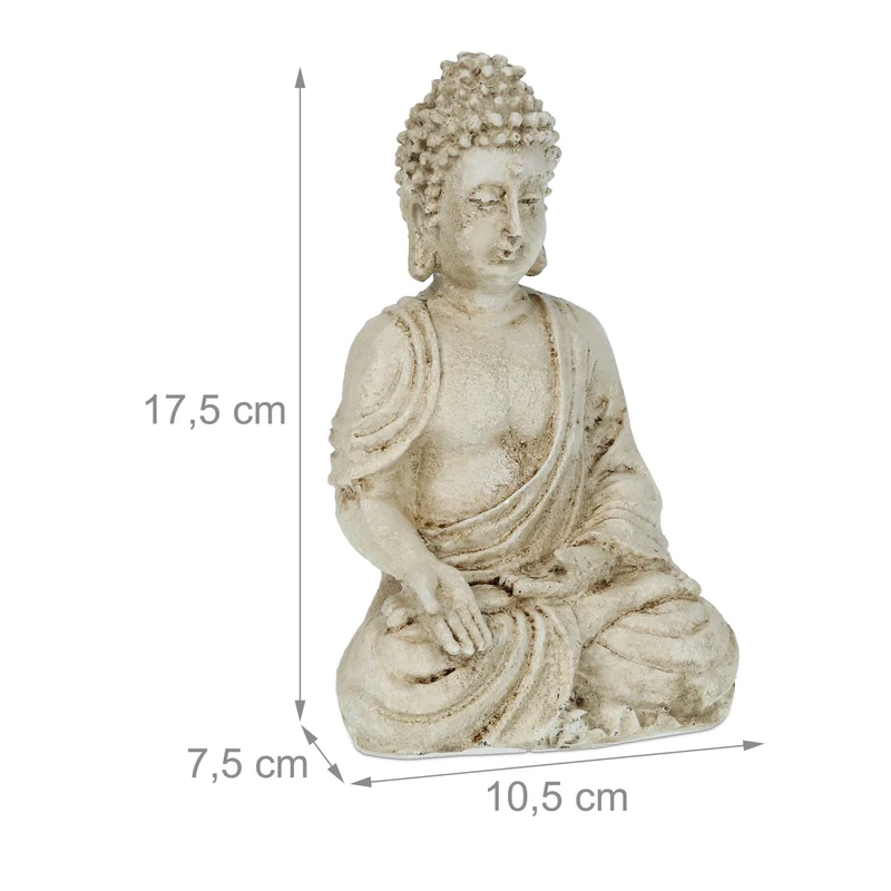 Statue bouddha assis décoration jardin zen 17,5 cm en polyrésine grise 13_0010654