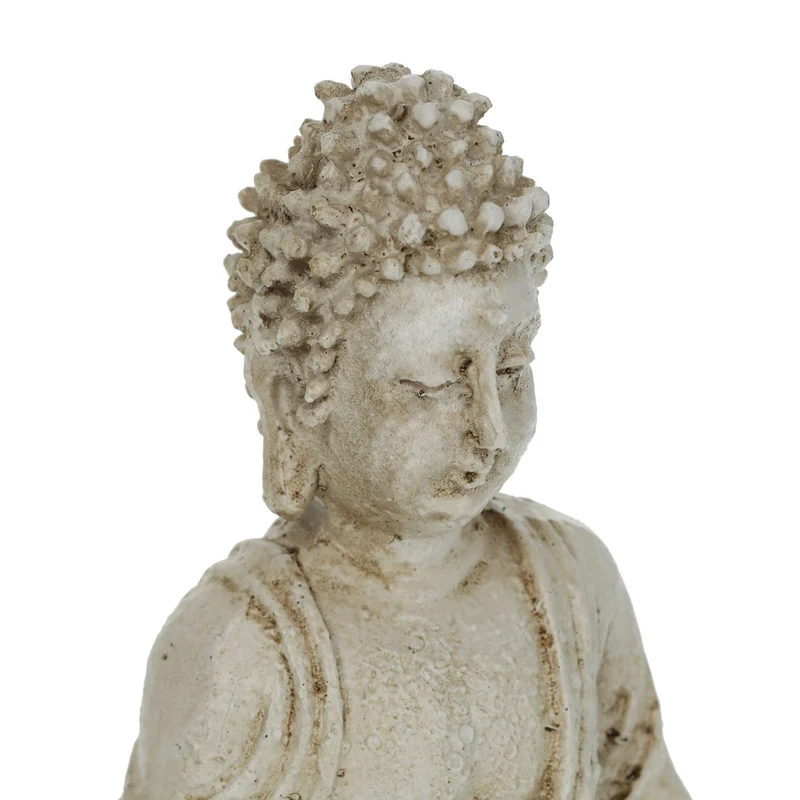 Statue bouddha assis décoration jardin zen 17,5 cm en polyrésine grise 13_0010654