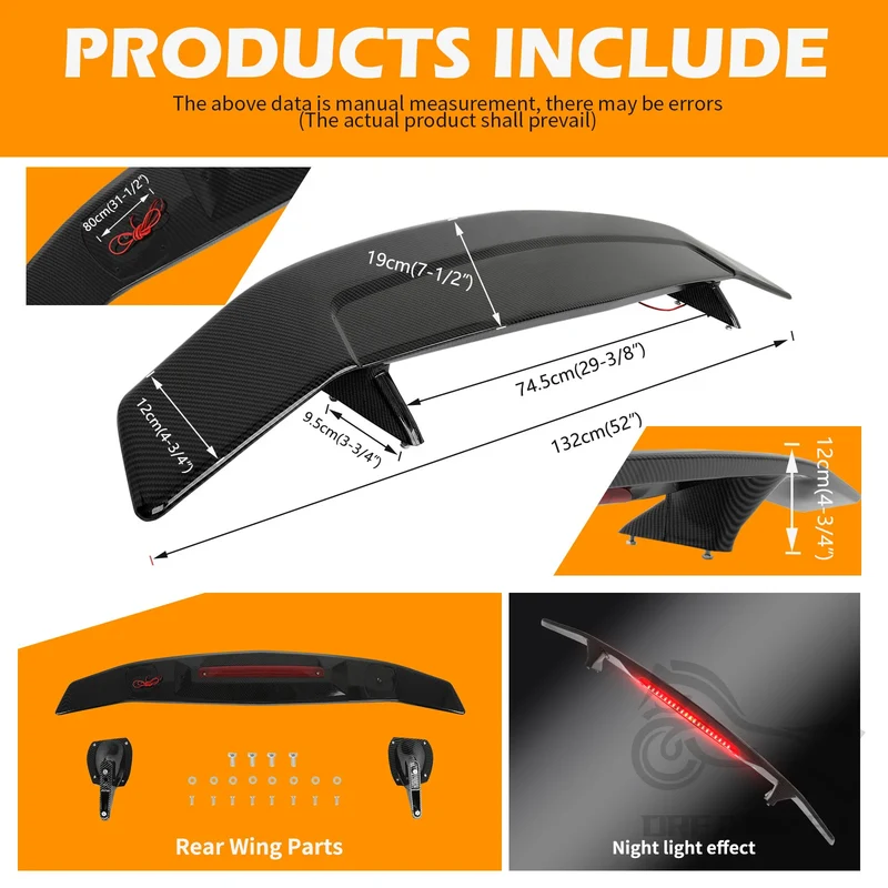 Becquet Électrique Universel ABS LED Aileron Rétractable