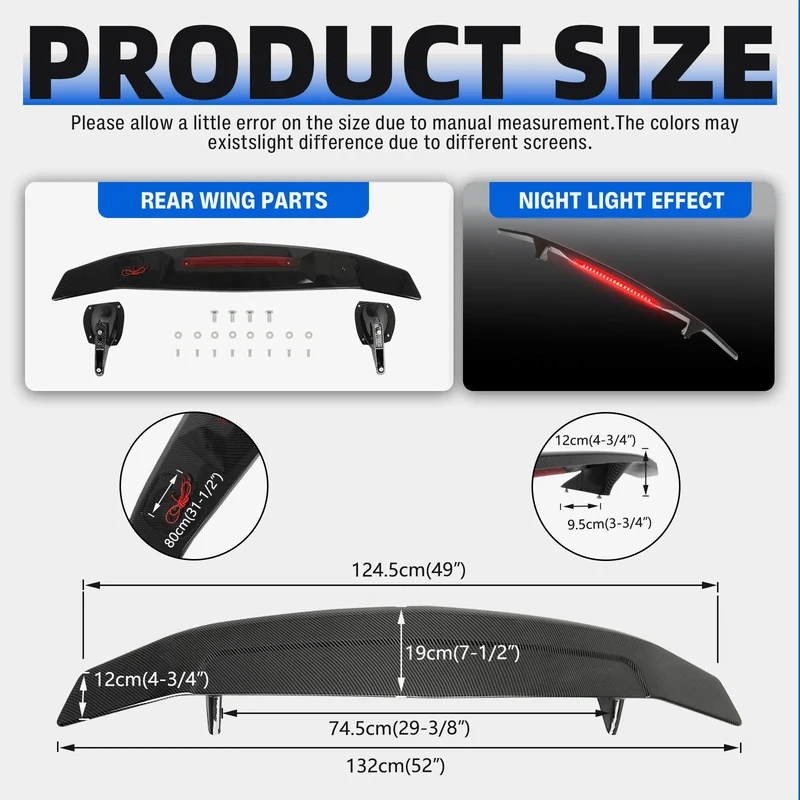 Becquet Électrique Universel ABS LED Aileron Rétractable