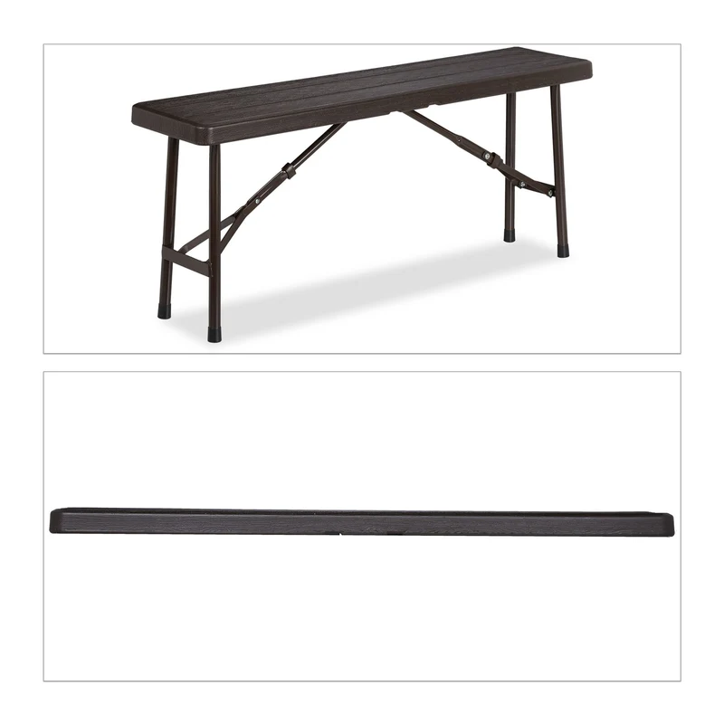 Lot de 2 bancs pliants étroits pour balcon jardin 100 x 40 x 45 cm pratiques et résistants en plastique bois foncé 13_0010176